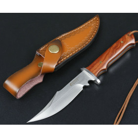 Rosewood Handle Tactical Fixed Blade Knife EDC Camping Hunting Knives with Sheath UD406548